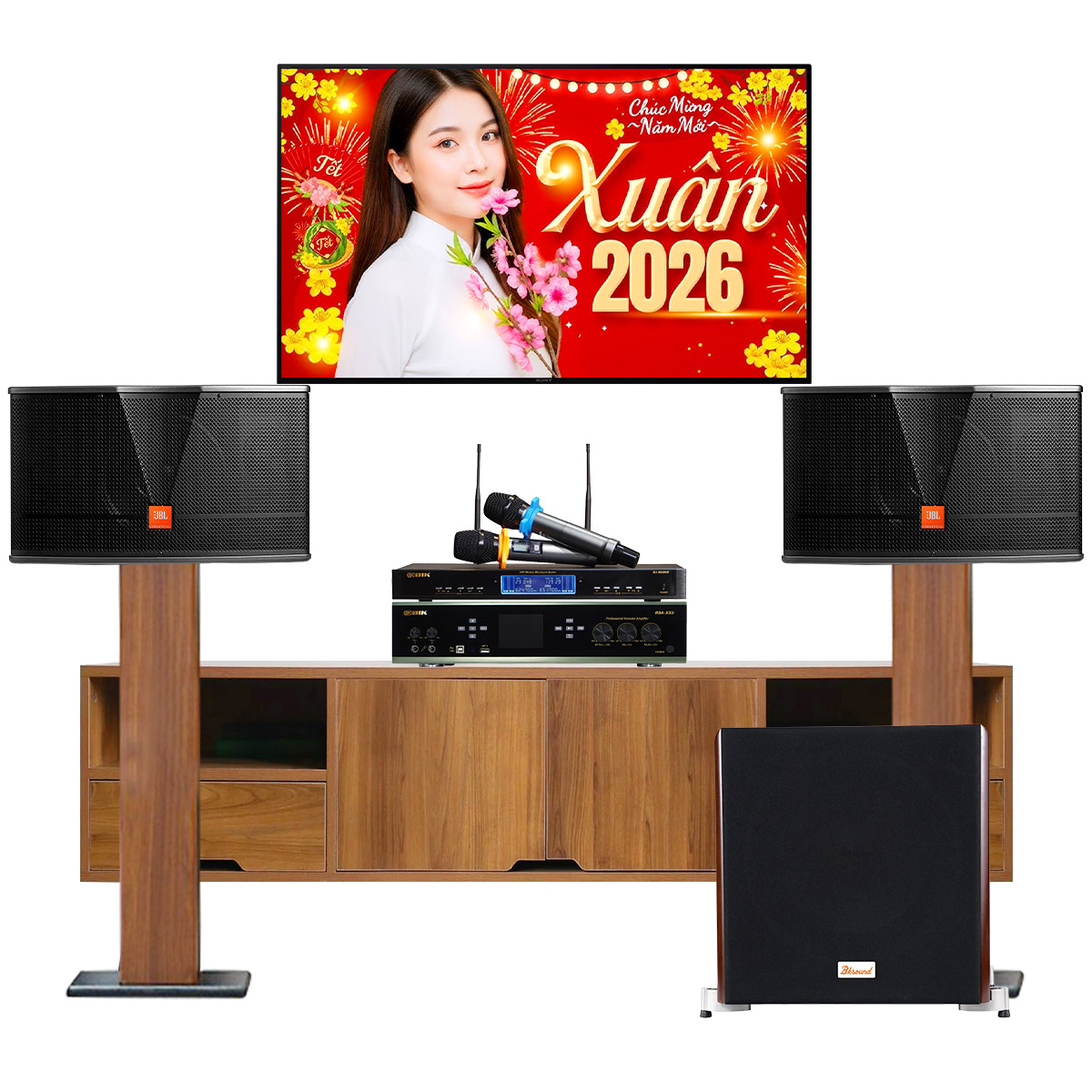 Dàn karaoke gia đình JBL CV01 (JBL CV1052T, BIK BDA-X33, BKSound SW512, BIK BJ-U500 II)