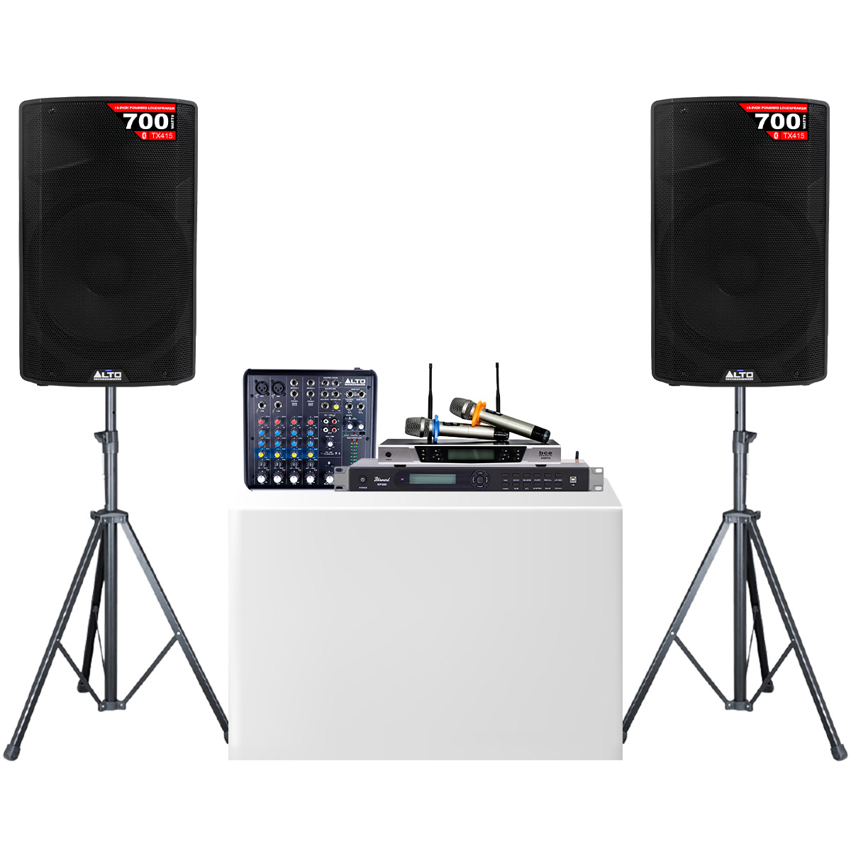 Dàn karaoke - Sân khấu Mini Alto 15 (Alto TX415, BKsound Bksound KP500, BCE UGX12, Alto TrueMix 600)