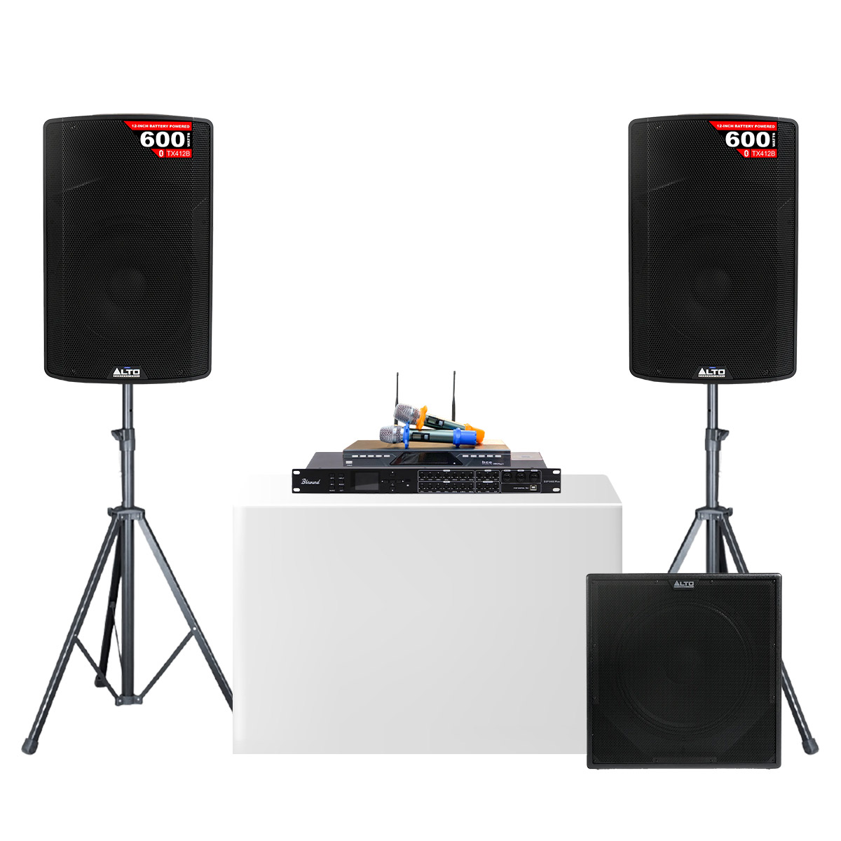 Dàn karaoke - Sân khấu Mini Alto 31 (Alto TX412B, Alto TX12S, Bksound DSP 9000 Plus, BCE U900 Plus X)