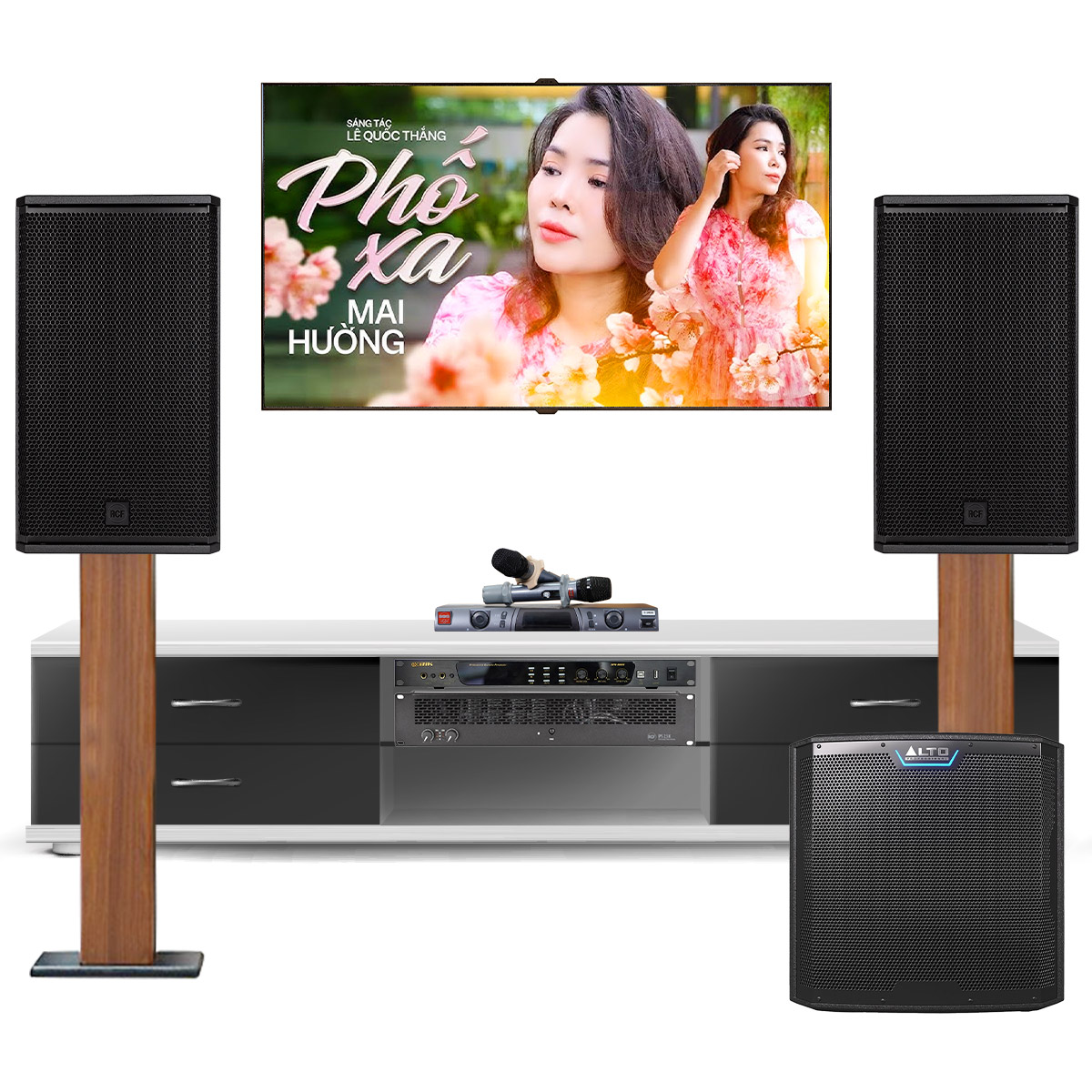 Dàn karaoke cao cấp RCF 45 (X-MAX 12, RCF 2.5K, BPR-8600, Alto TS12S, BBS-S290D)
