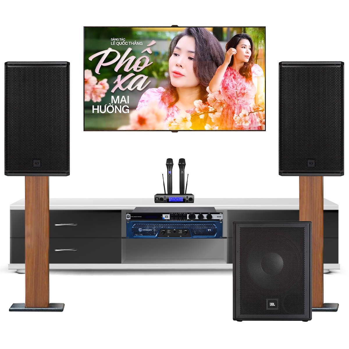 Dàn karaoke cao cấp RCF X-MAX 03 (RCF X MAX 12, Crown T7, JBL KX180A, JBL IRX115S, JBL VM300)