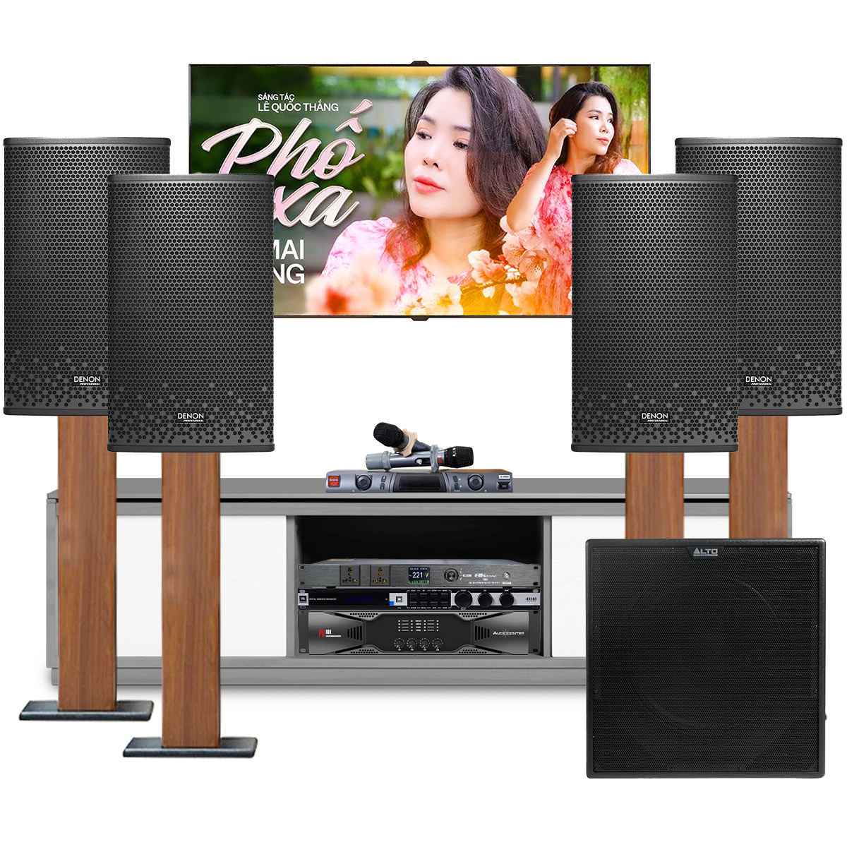 Dàn karaoke Denon Nhật 21 (Denon DP-R212, Audiocenter PD800, KX180A, Alto TX18S, BBS-S290D, BKSound M8) 