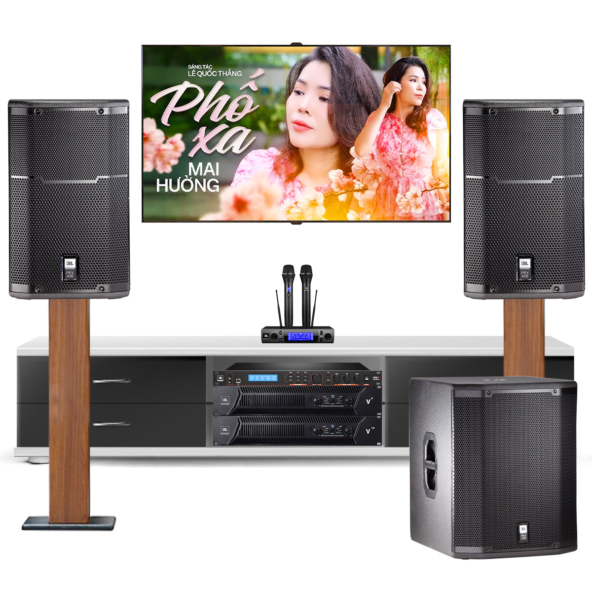 Dàn karaoke JBL cao cấp 61 (JBL PRX 415M, JBL V8, JBL V10, JBL VX9, JBL PRX418S, JBL VM300)