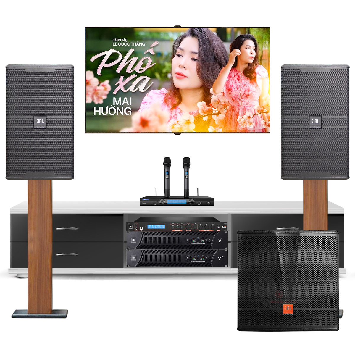 Dàn karaoke JBL Luxury 02 (JBL KP4012G2, JBL V8, JBL V10, JBL VX9, JBL CV18S, Baiervires BS9800)