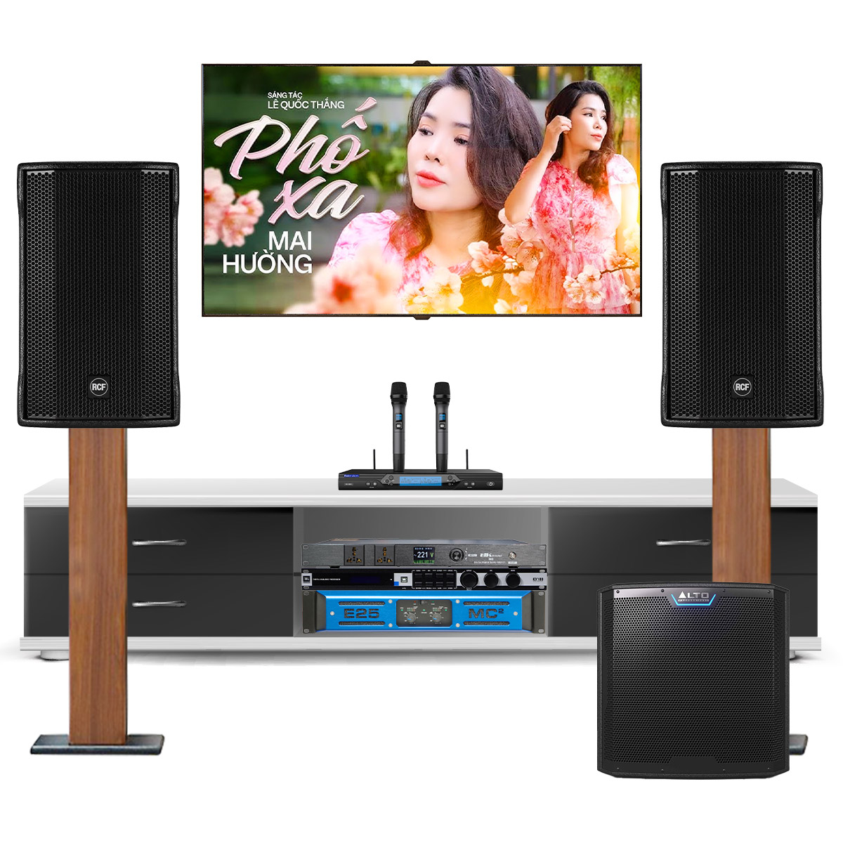 Dàn karaoke cao cấp RCF 33 (RCF CMAX 4110, MC2 Audio E25, JBL KX180A, Alto TS12S, Baiervires BS9800)