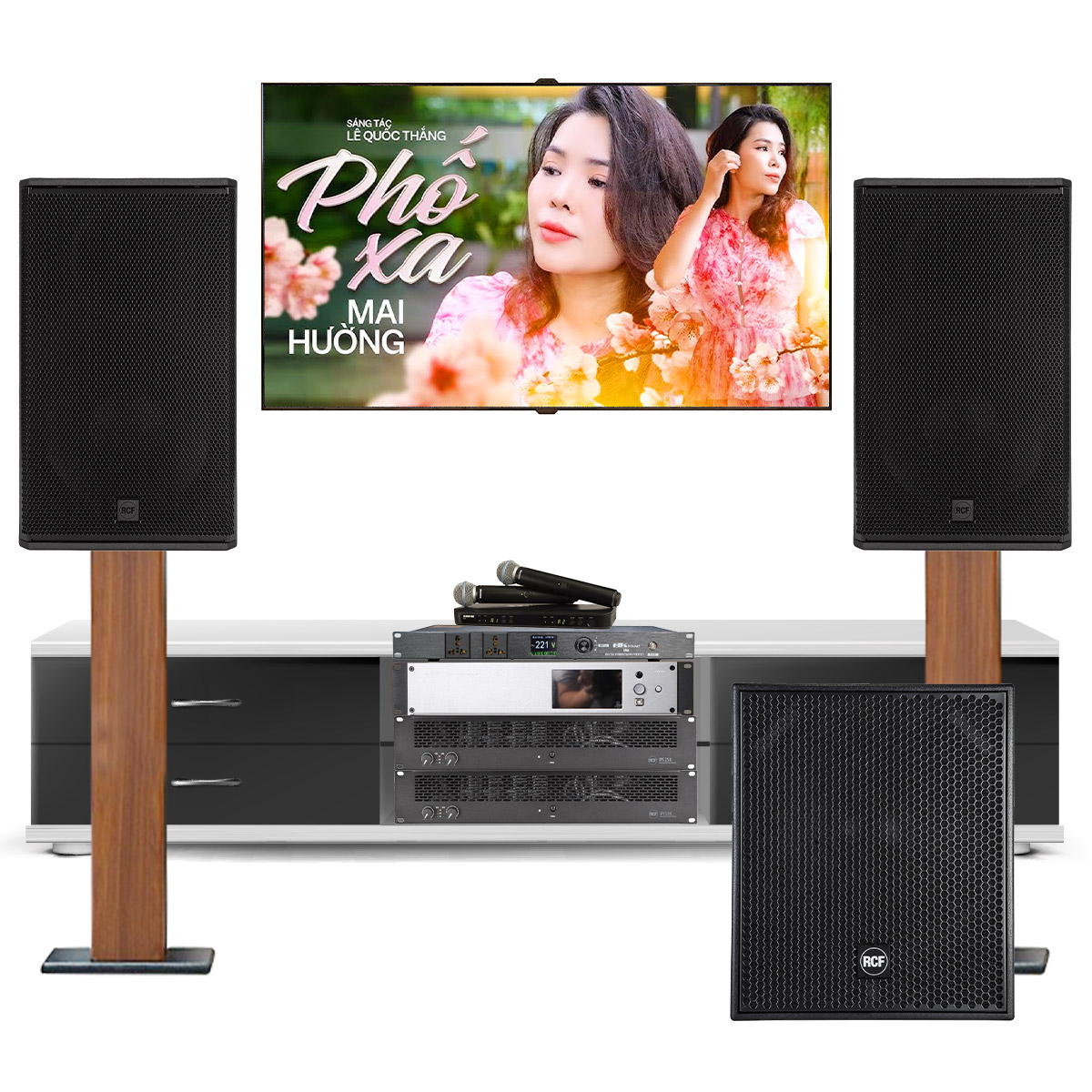 Dàn karaoke cao cấp RCF 46 (RCF Compact C45, IPS 5.0K, IPS 2.5K, RCF S 8018 II, K9900II Luxury, BLX288A/B58)