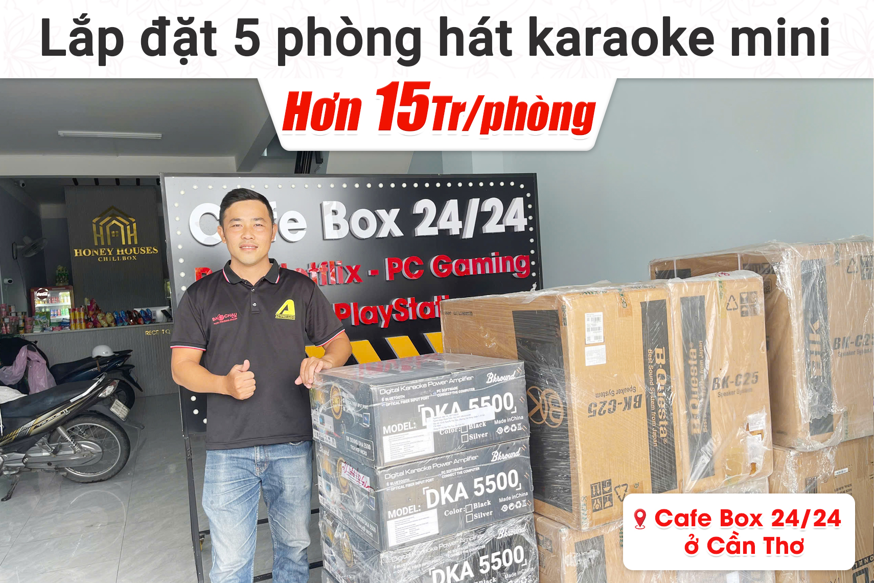 Lắp đặt 5 phòng karaoke box mini cho quán Café Box 24/24 tại Cần Thơ