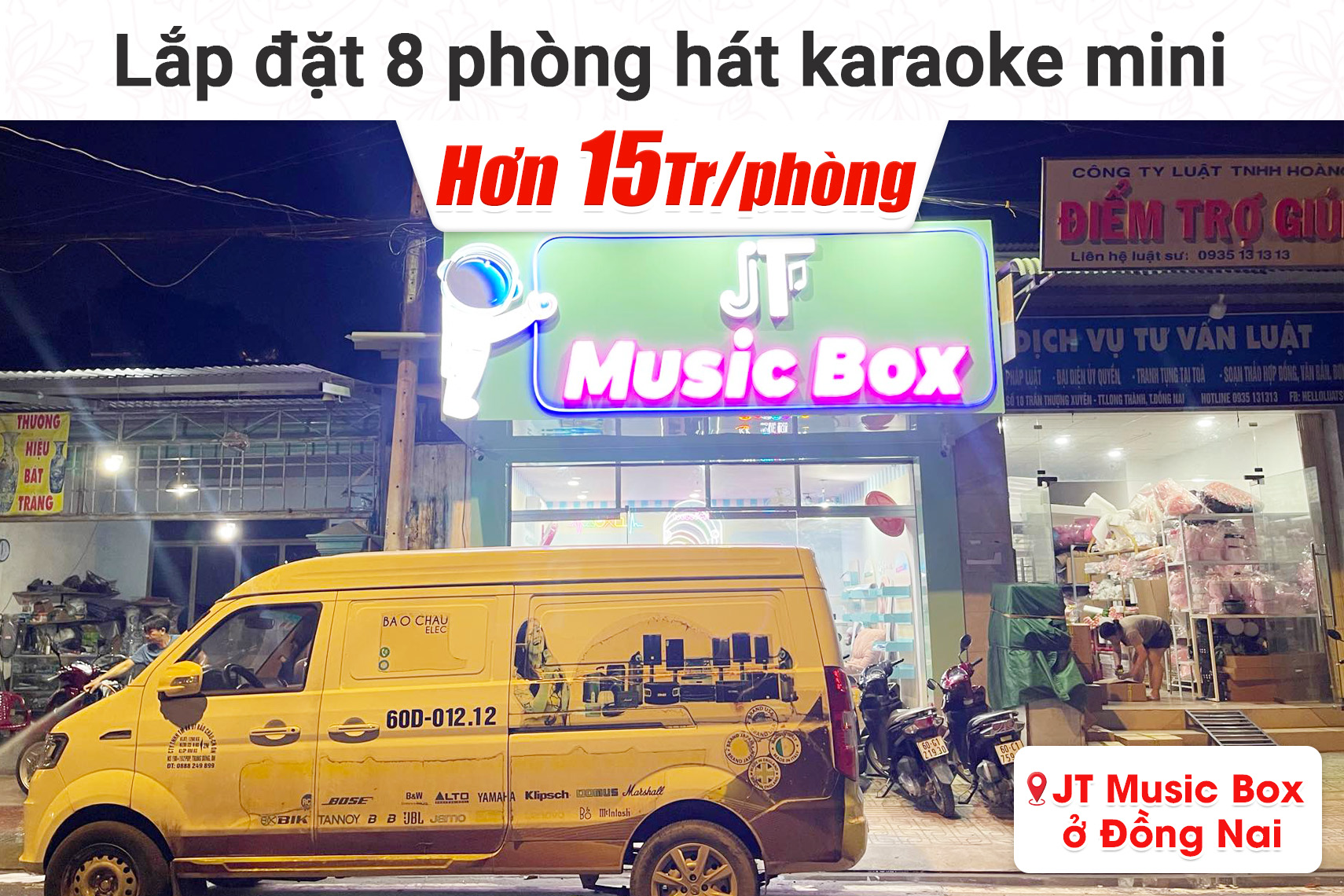 Lắp đặt 8 phòng karaoke box mini cho quán JT Music Box tại Đồng Nai