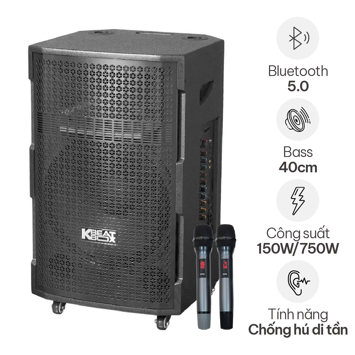Loa kéo Acnos CB393neo (Bass 40cm, 150W/750W, Kèm 2 micro)