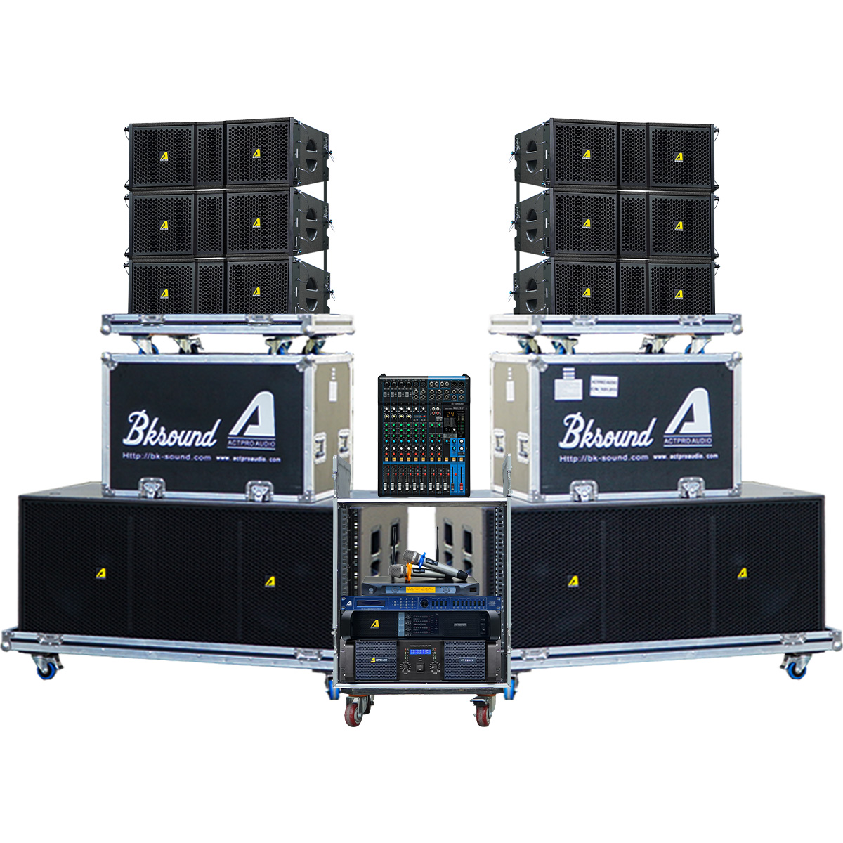 Dàn âm thanh Line Array 2 Way Passive Actpro 07 (6 Array bass đôi 25 KR210F New + 2 sub Bass đôi 50 Actpro KR28F New...)