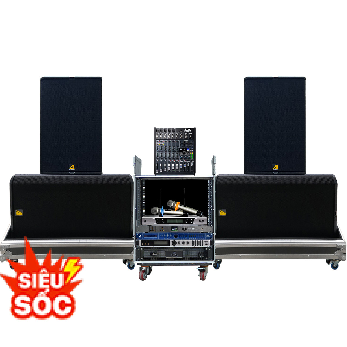 Dàn loa hỏa tiễn hội trường, sân khấu Actpro B30 +T24N (2 full Array bass đôi 30 + 2 sub hơi Bass đôi 40, QD4.13...)