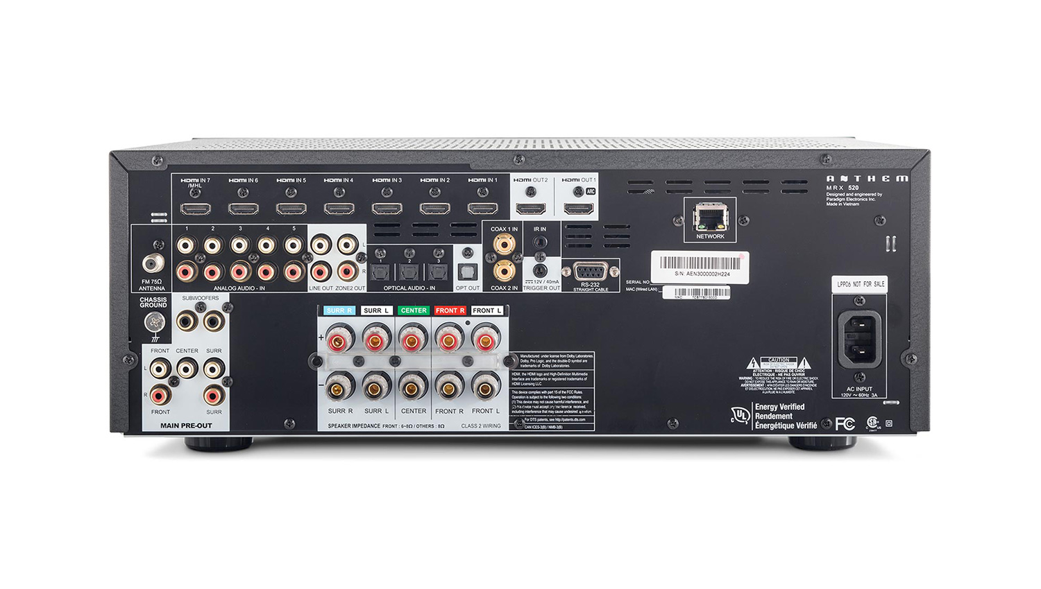 Amply Anthem MRX 520 mặt sau