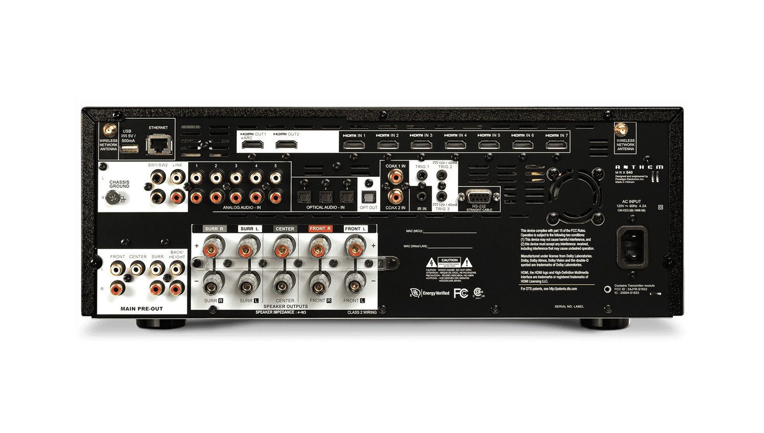 Amply Anthem MRX 540 mặt sau