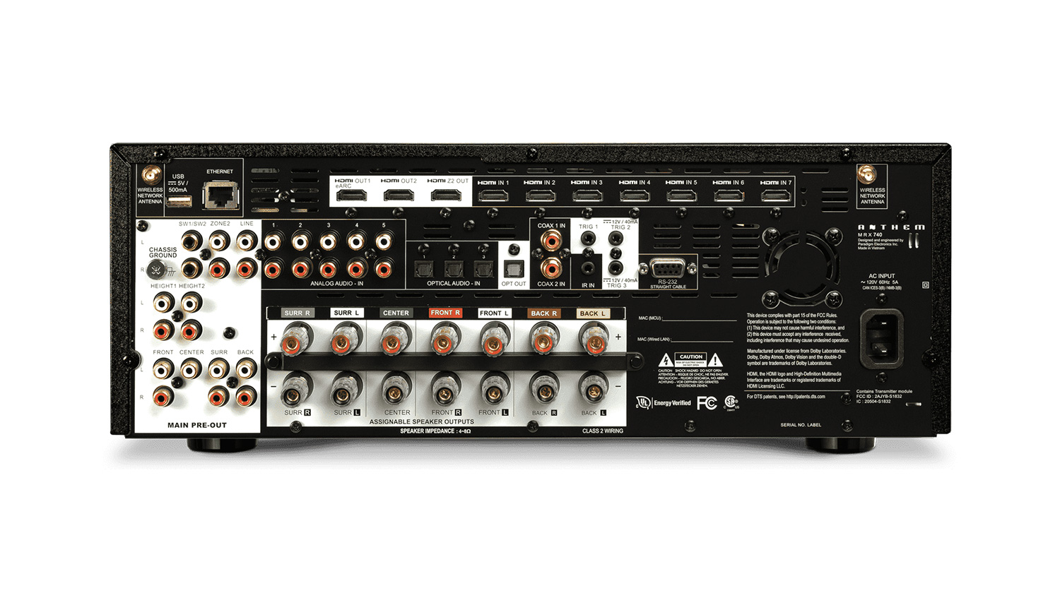 Amply Anthem MRX 740 mặt sau