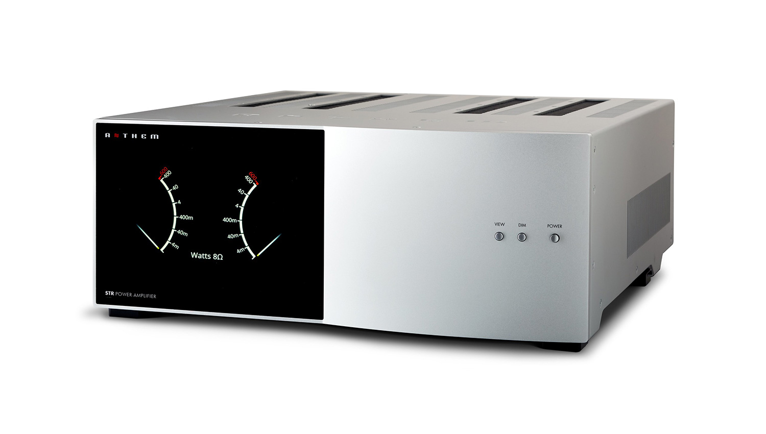 Power Amply Anthem STR Silver mặt nghiêng phải