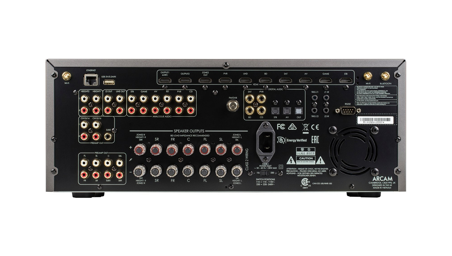 Amply Arcam AVR21 mặt sau