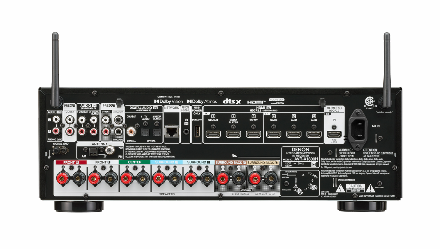 mặt sau Amply Denon AVR-X1800H