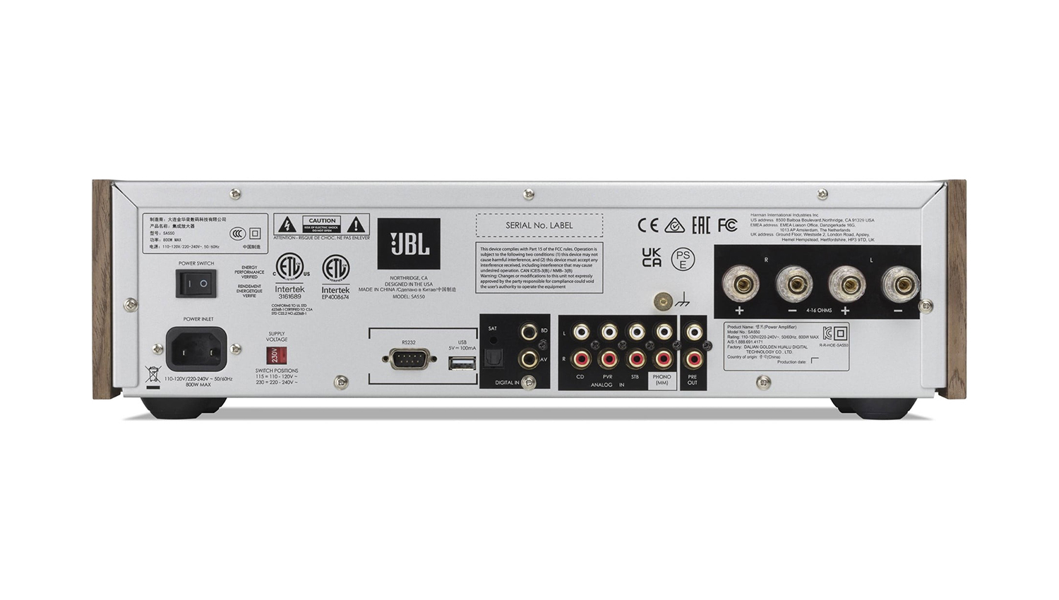 mặt sau Amply JBL SA550 Classic