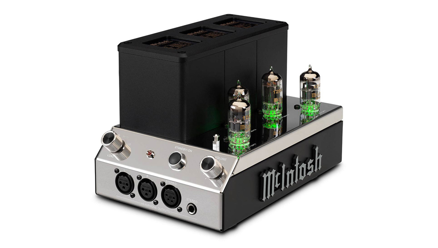 Amply đèn McIntosh MHA200 mặt nghiêng trái