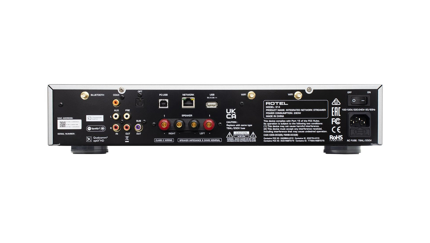 Amply Rotel Integrated Network Stream S14 mặt sau