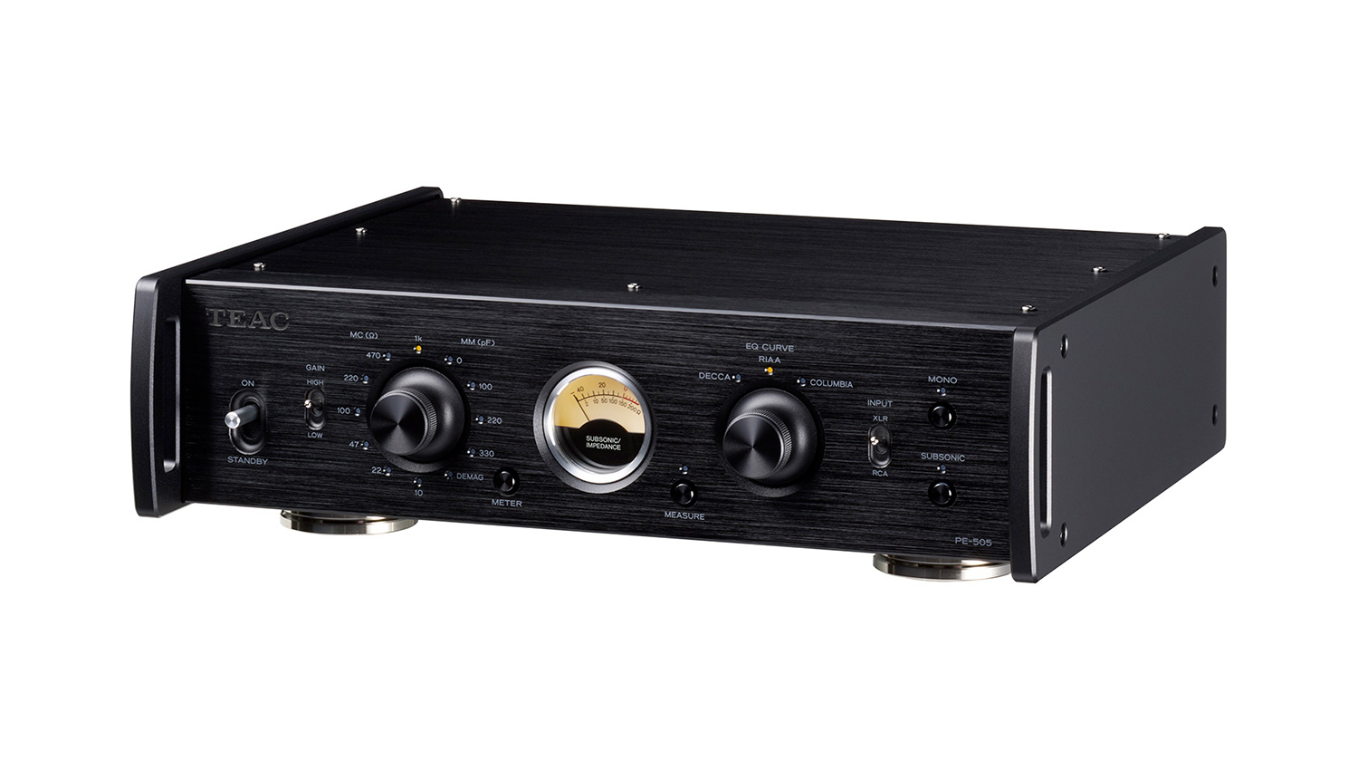 Amply Teac PE-505 black mặt nghiêng phải