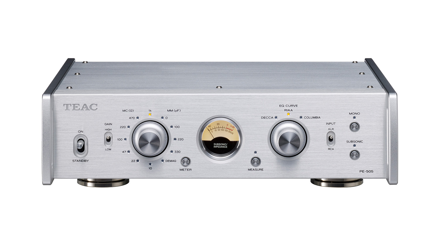Amply Teac PE-505 silver mặt trước
