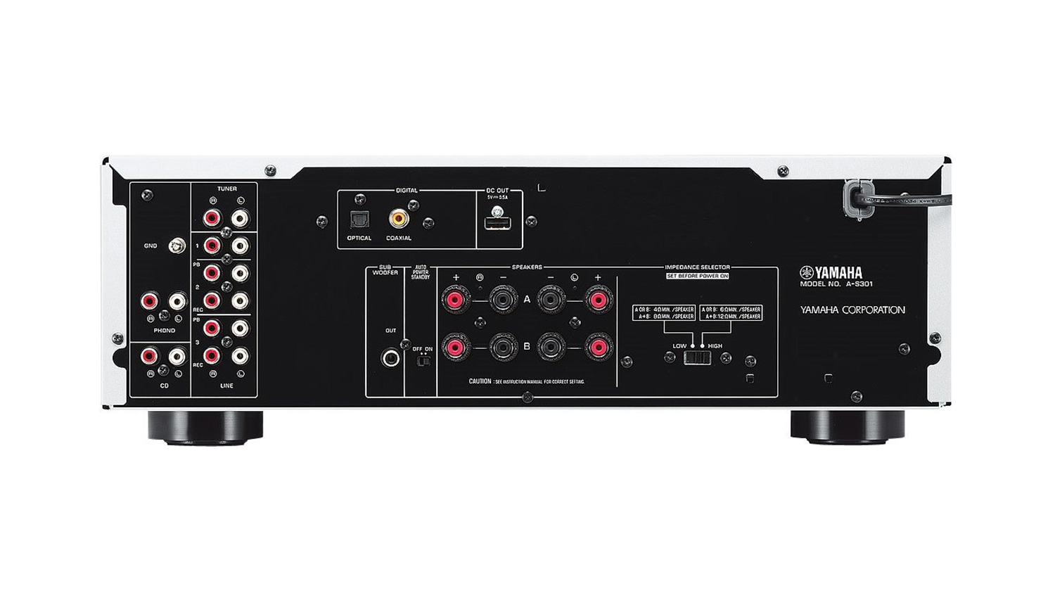 Amply Yamaha A S301 black mặt sau