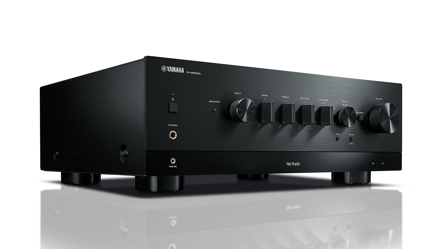 Amply Yamaha R-N1000A black mặt nghiêng phải