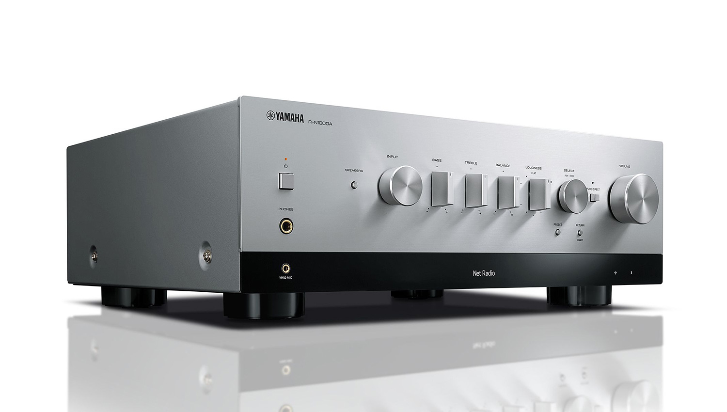 Amply Yamaha R-N1000A Silver mặt nghiêng phải