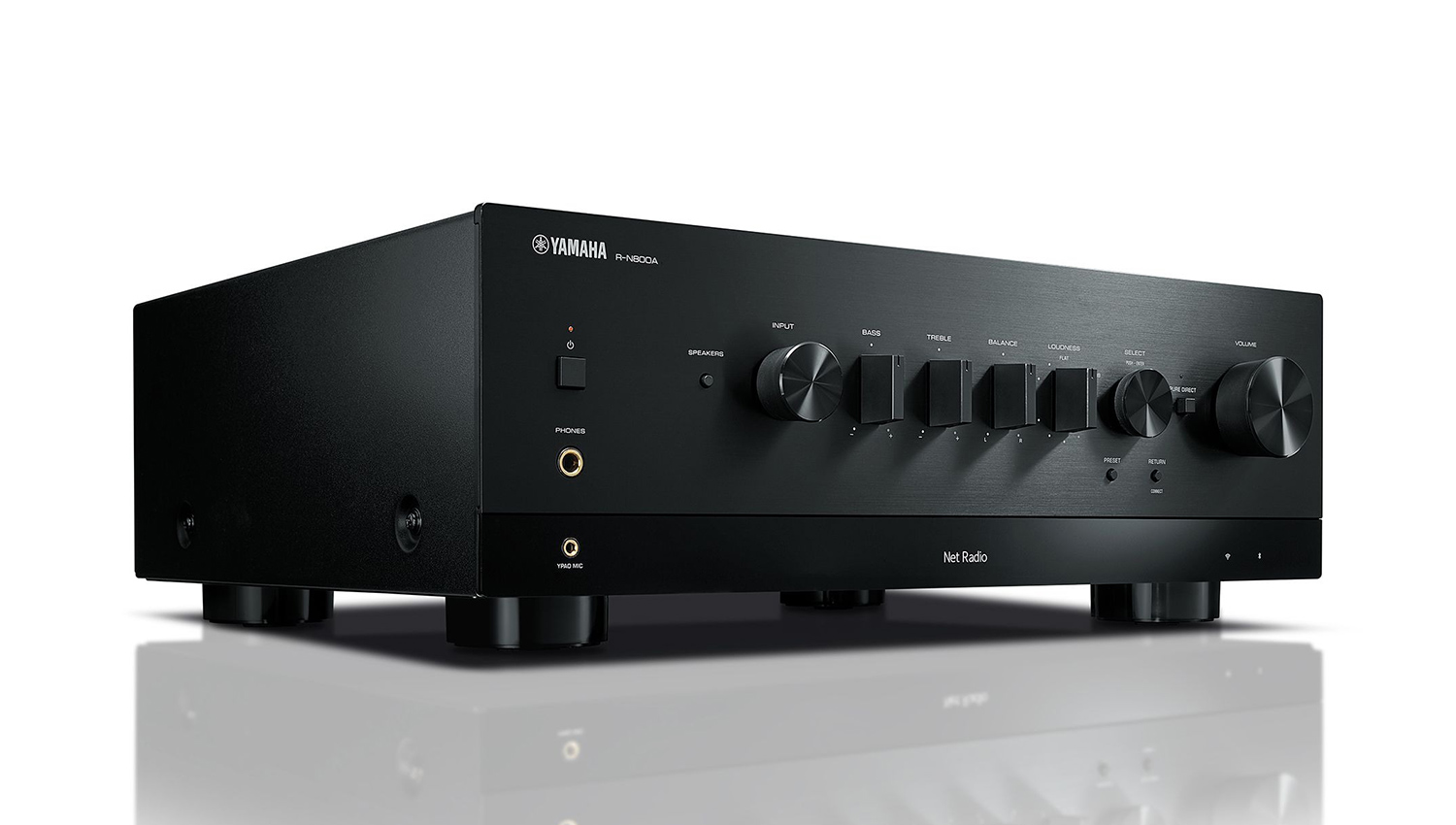 Amply Yamaha R-N800A black nghiêng phải
