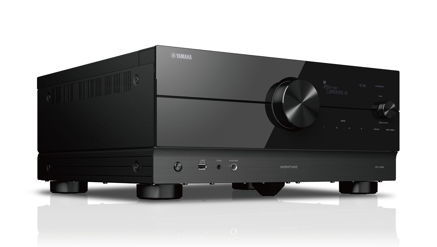 Amply Yamaha RX-A6A mặt nghiêng