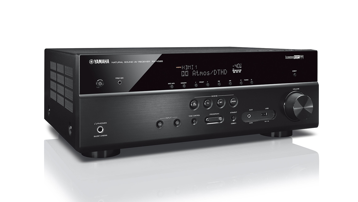 Amply Yamaha RX-V585 mặt nghiêng phải