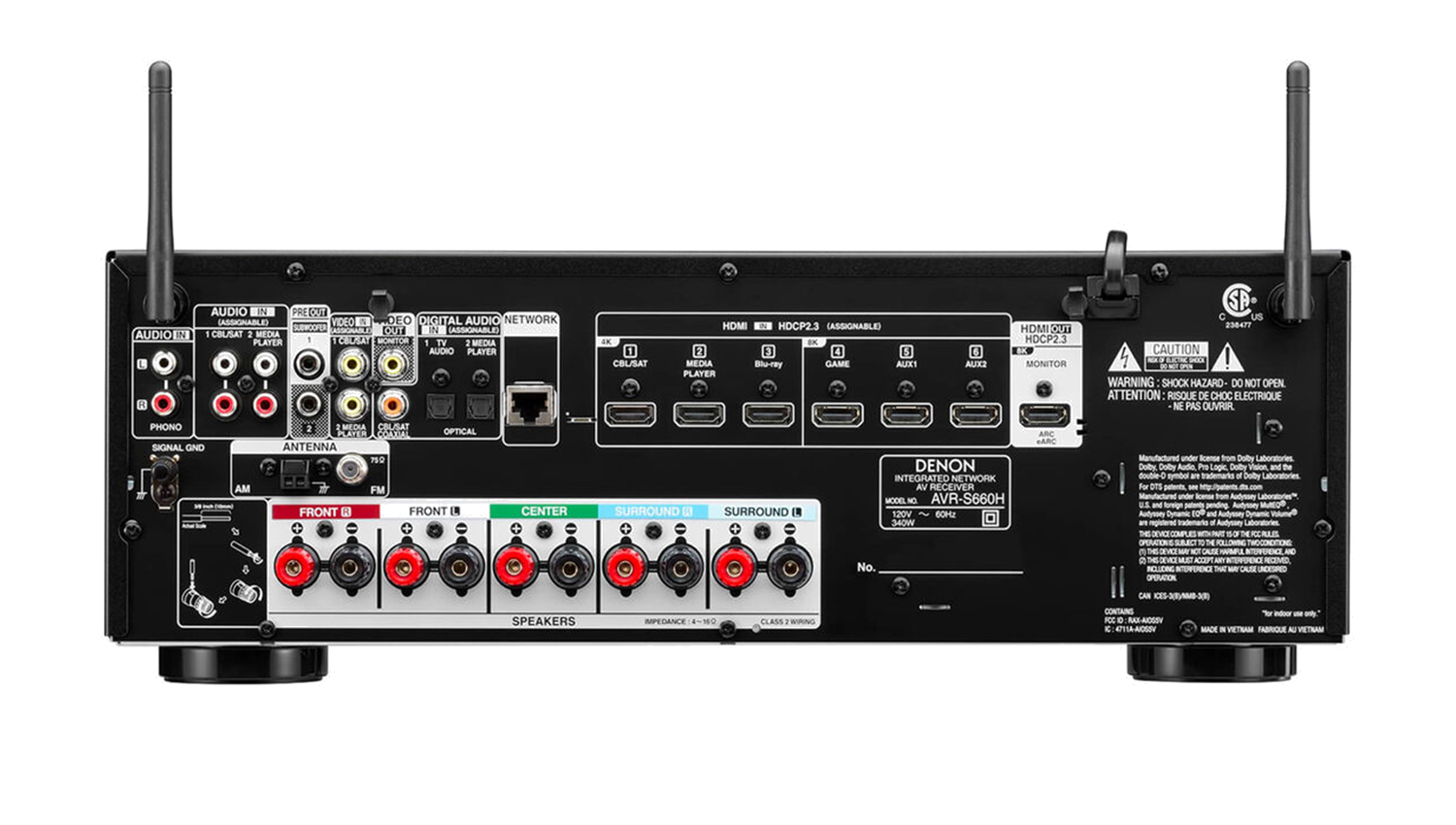 mặt sau Amply Denon AVR-S660H