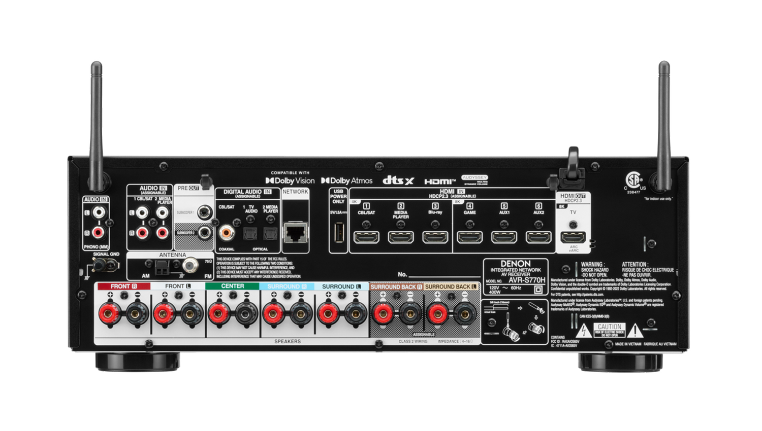 mặt sau Amply Denon AVR-S770H