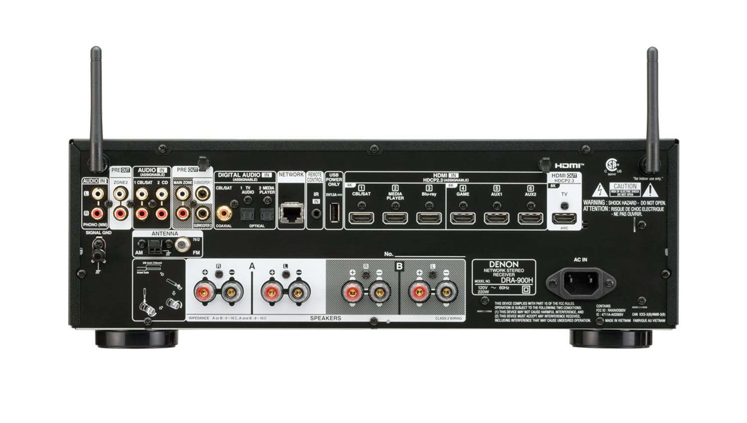 mặt sau Amply Denon DRA-900H