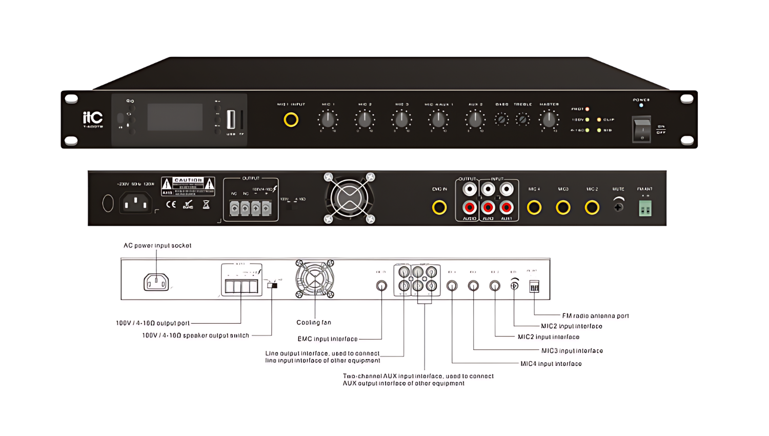 Amply kỹ thuật số ITC T-60DTB (MP3, Tuner, Bluetooth) - Hình 2