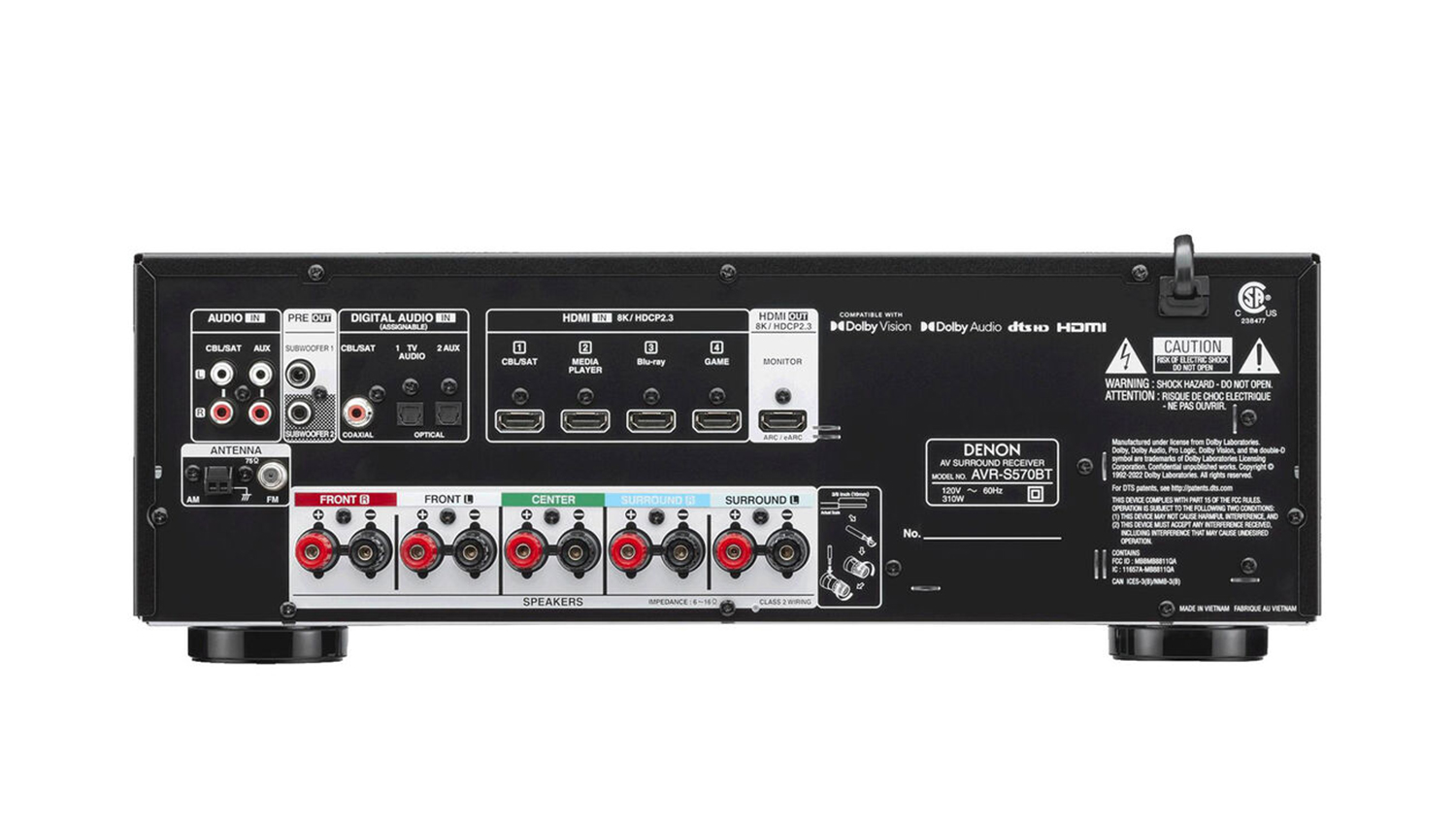 mặt sau Amply Denon AVR-S570BT