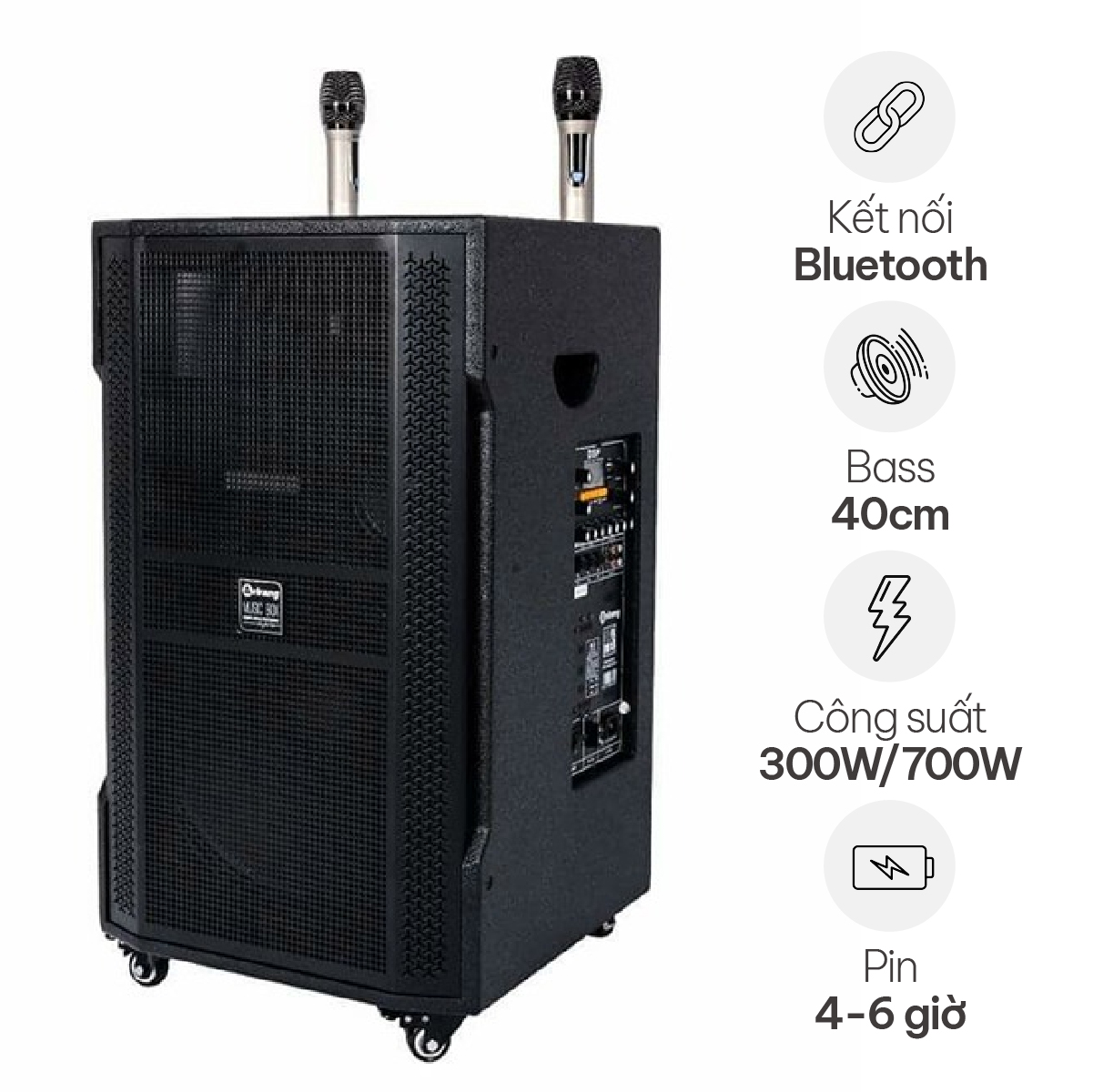 Loa Kéo Arirang MK3 (Bass 40cm, 300W, Kèm 2 Micro, Pin 4-6h)