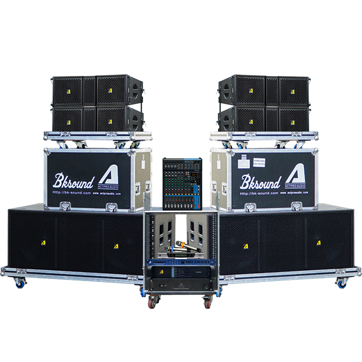 Dàn âm thanh Line Array 3 Way (Actpro KR212F, Actpro KR28F, FP10000Q, TD2.22, DSP48, MG12XU, BCE UGX12,…)
