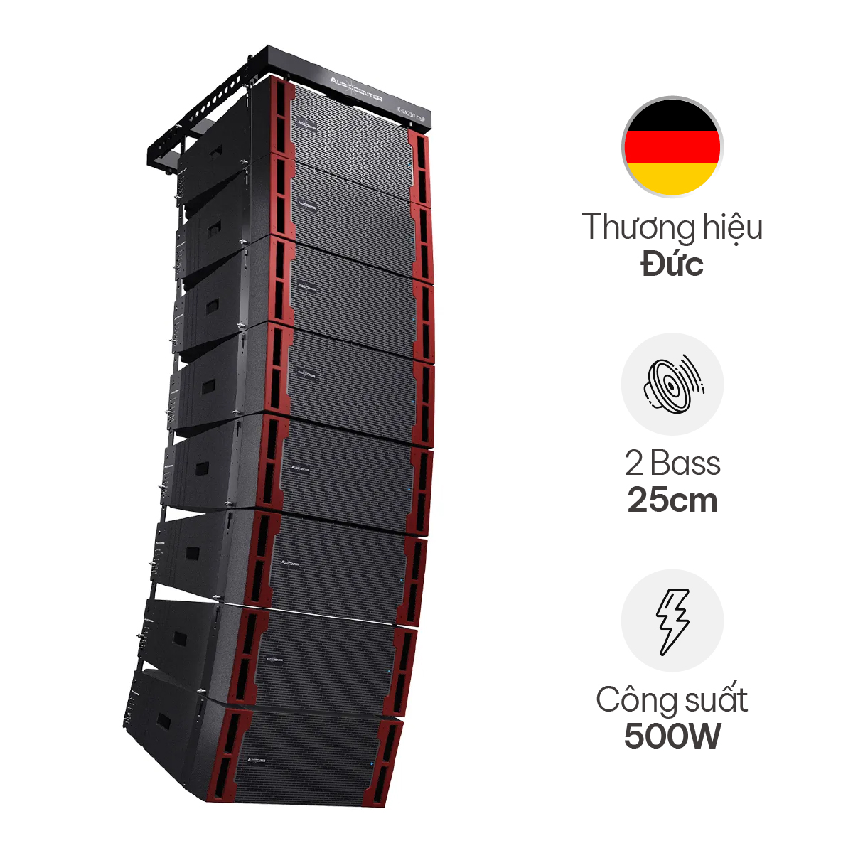 Loa array Audiocenter K-LA210 (Passive, Bass Đôi 25, 500W, 133dB)