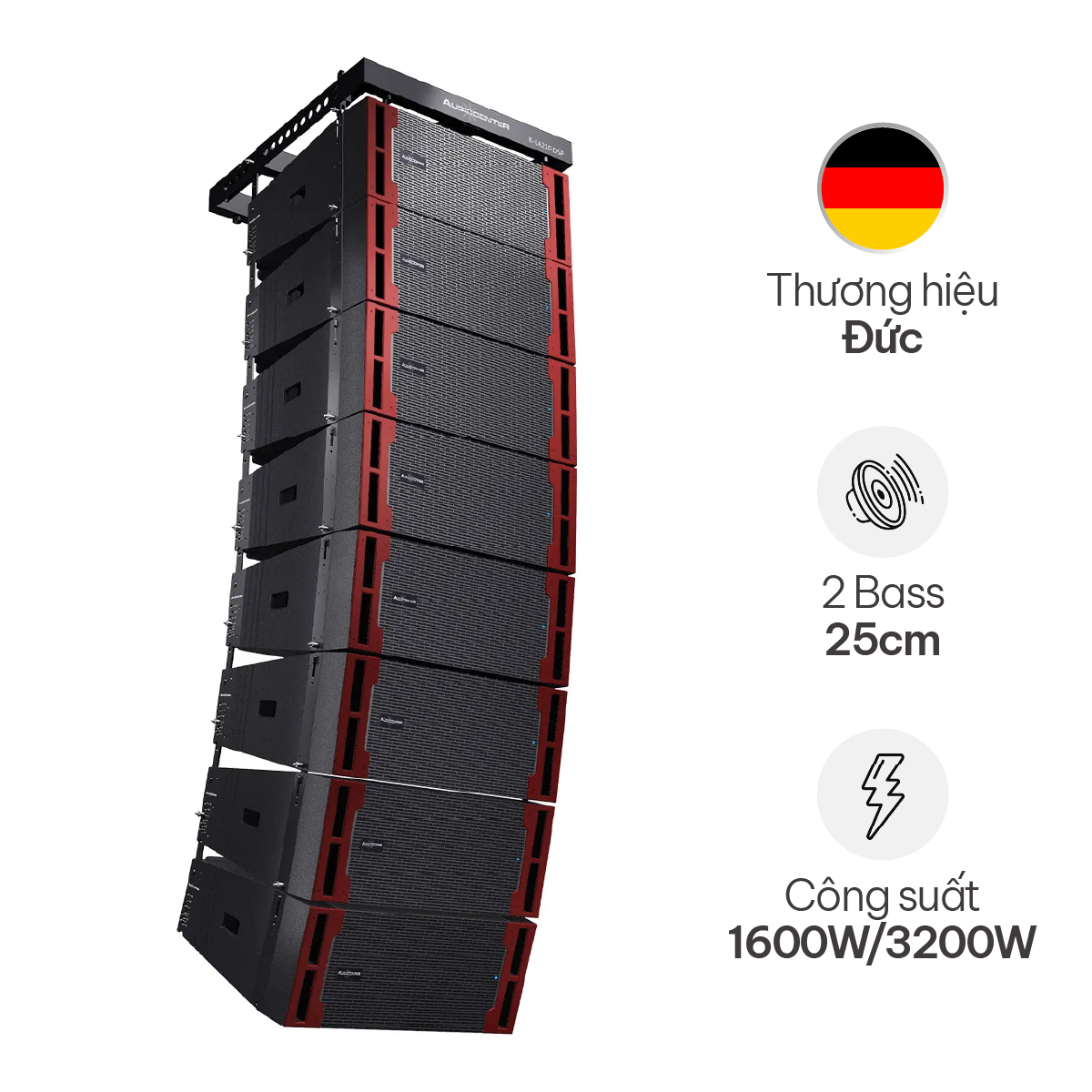 Loa array Audiocenter K-LA210-DSP (Active, Bass Đôi 25, 3200W, 133dB)