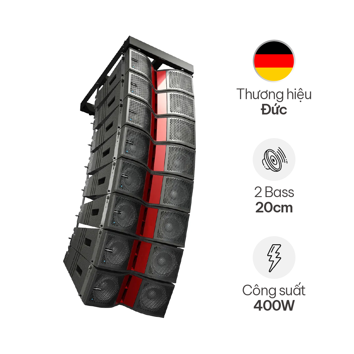 Loa array Audiocenter K-LA28 (Passive, 2 bass 20cm, 400W)