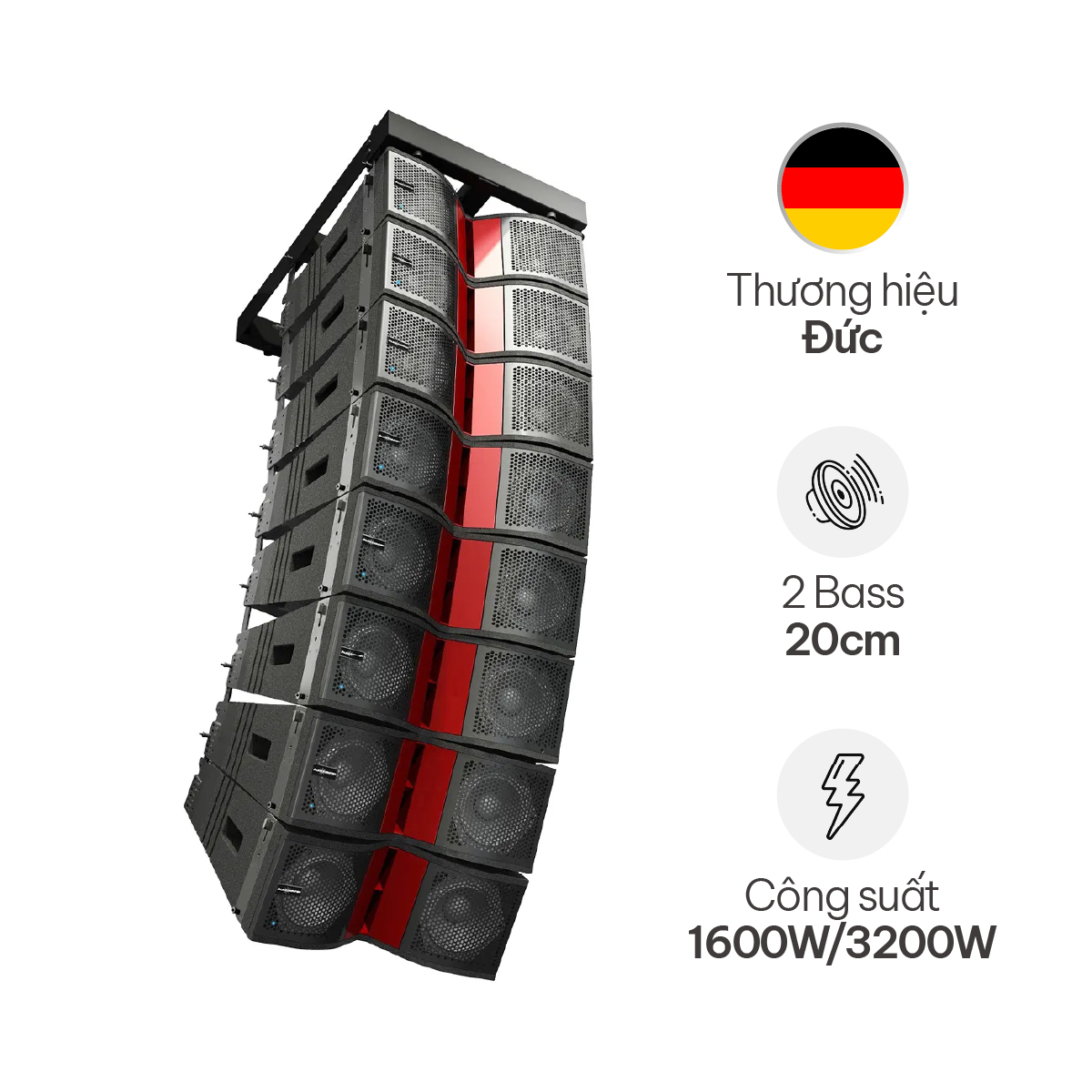 Loa array Audiocenter K-LA28-DSP (Active, Bass Đôi 20, 3200W, 128B)