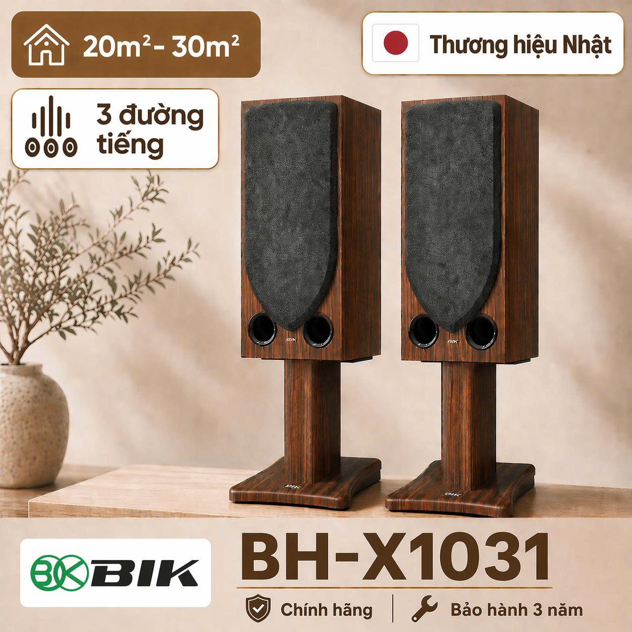 Loa BIK BH-X1031 (3-Way, Bass 25cm, 640W Peak)
