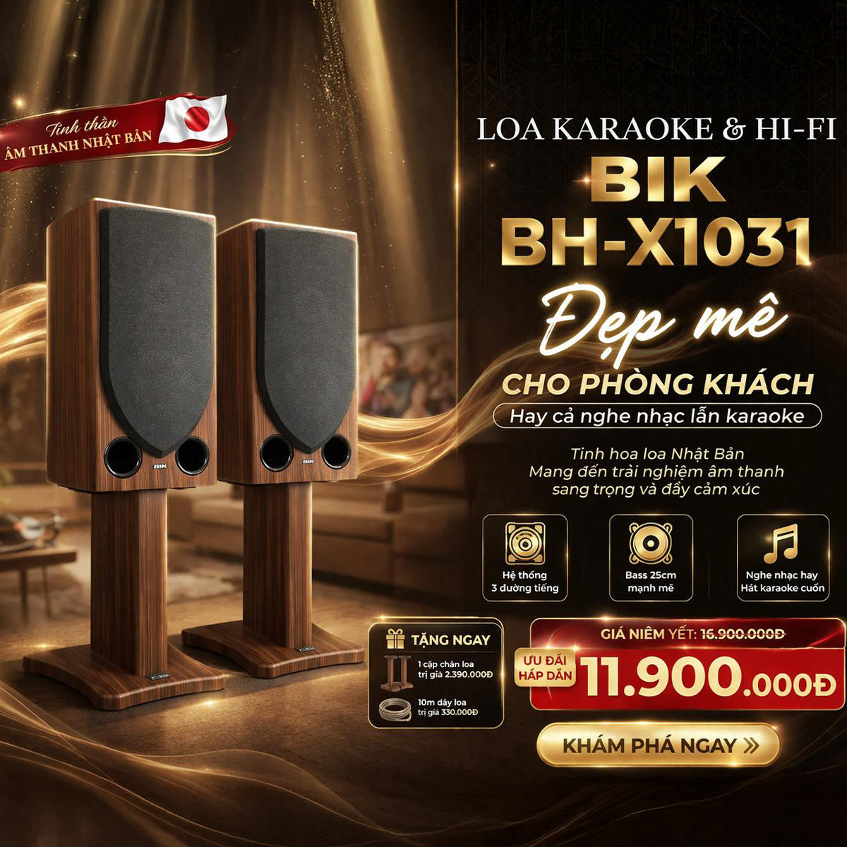 Loa BIK BH-X1031 (3-Way, Bass 25cm, 640W Peak) - Hình 2