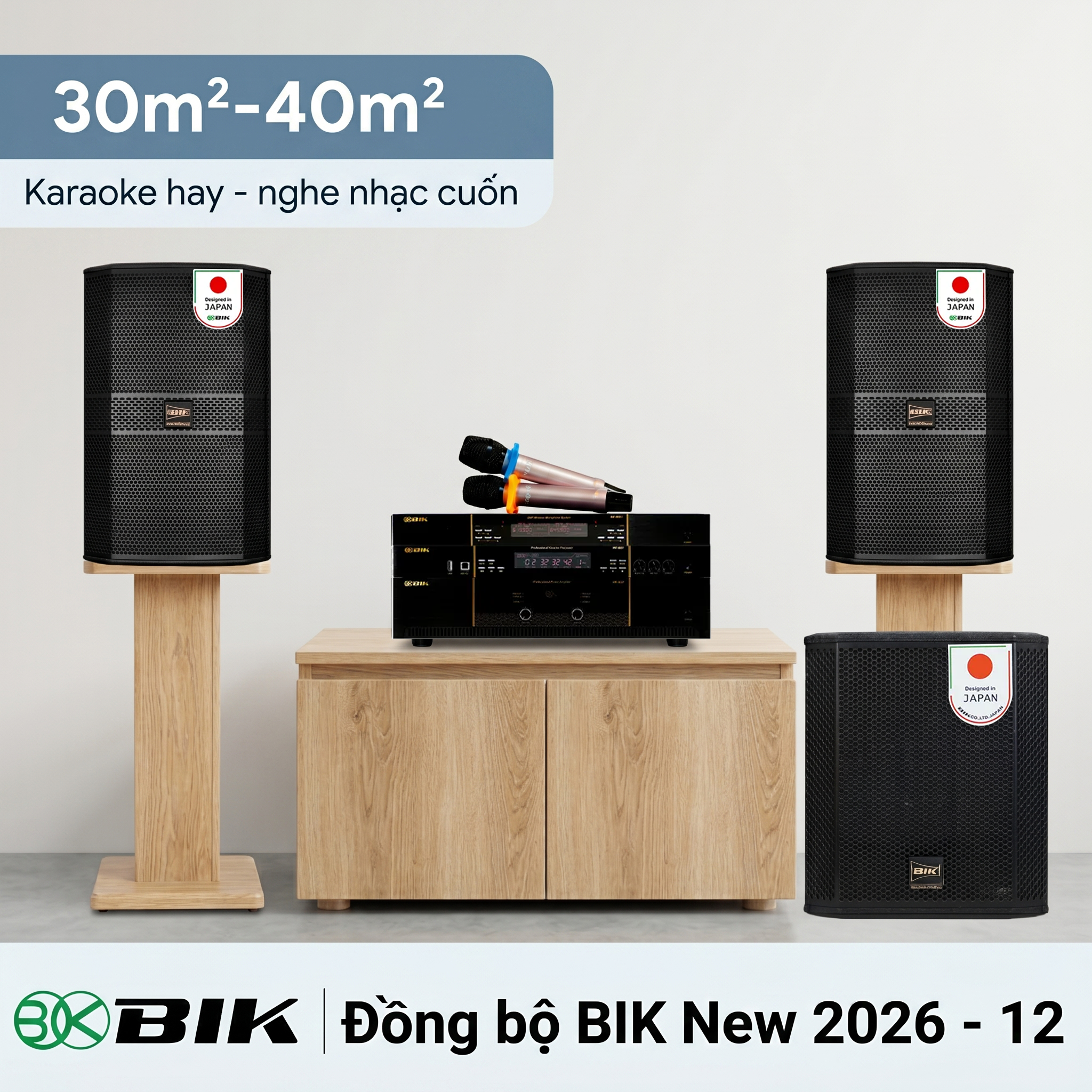 Dàn karaoke đồng bộ BIK New 2026 - 12 (BIK BBK-S312, BIK VK-A52, BIK VK-R51, BIK BBK-W25A, BIK VK- M51)