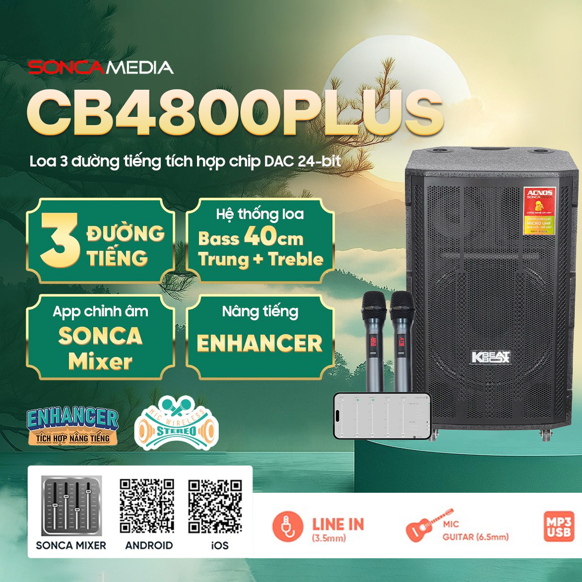 Loa Kéo Acnos CB4800Plus (New 2025, Bass 40, 150W/750W, Kèm 2 tay micro) - Hình 1