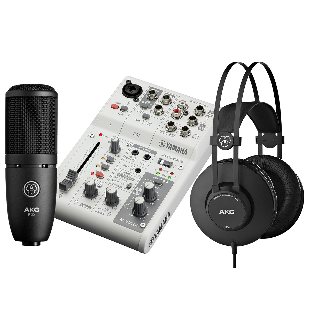 Bộ Combo thu âm Mixer Yamaha AG03MK2 - Micro AKG P120 - Tai nghe AKG K52