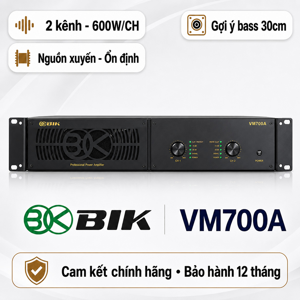 Cục đẩy công suất 2 kênh BIK VM700A