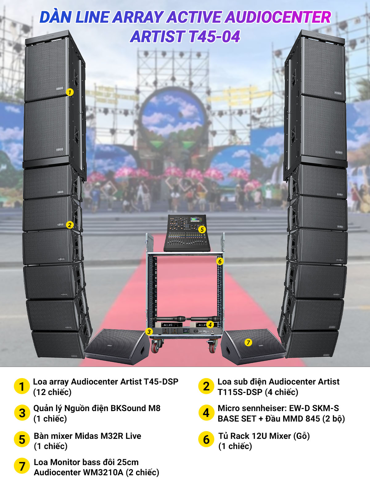 Dàn Line Array Active Audiocenter Artist T45-04